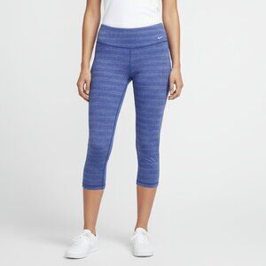 Nike Dri-Fit Leggings Womens Large Blue Cropped Capri Athletic Workout Gym Pants